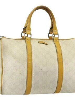 GUCCI GG Supreme Hand Bag PVC Ivory Silver 193603 Auth 180059